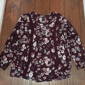 Purple floral relaxed lace challis tunic blouse